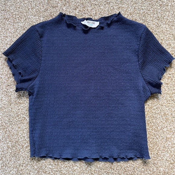 Double Zero Tops - Navy Textured Top